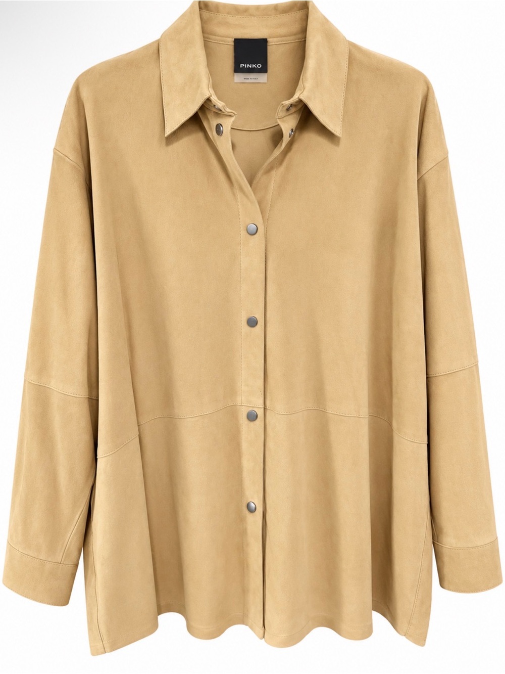 Pinko Oversized Suede Button-Front Jacket in Tan